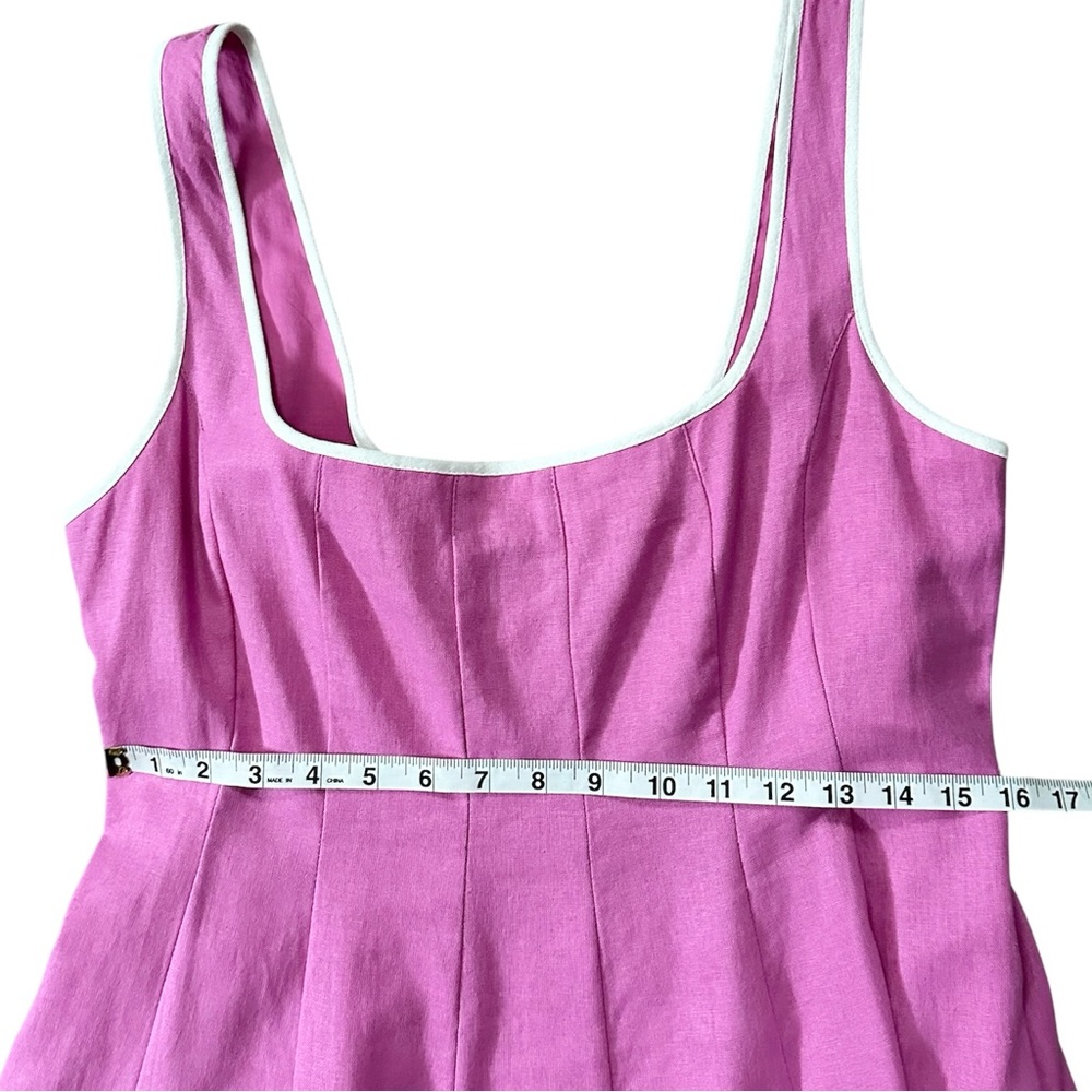 Avec Les Filles Contrast Edge Fit & Flare Midi Linen Blend Dress Size 10 - Picture 9 of 12